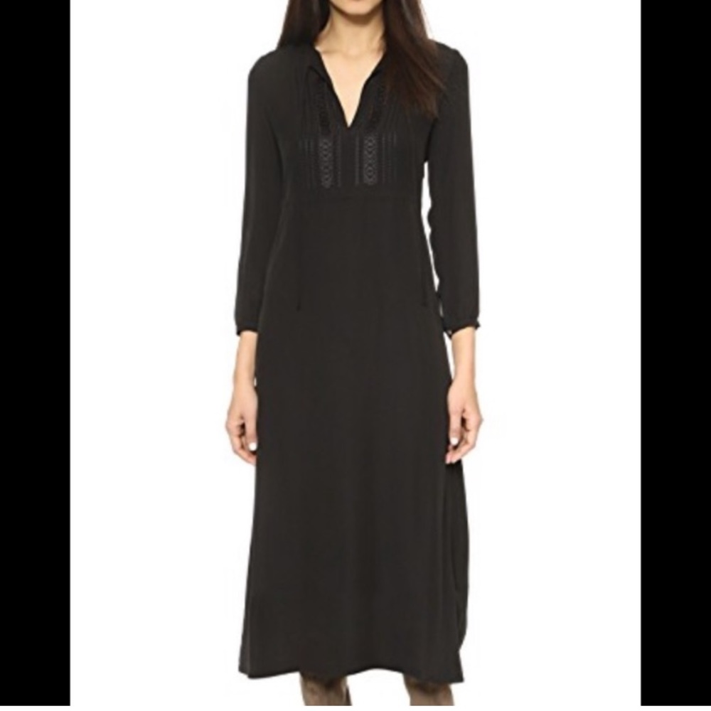 Theory long black silk dress